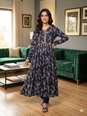 Midnight Azure Swiss Lawn Maxi Set